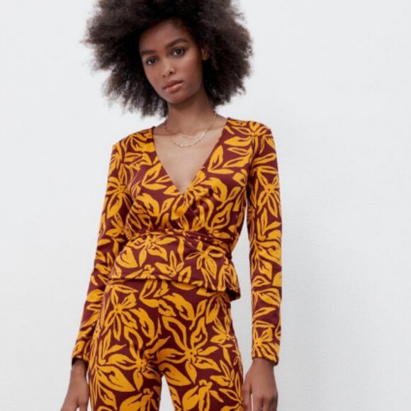 ZARA JACQUARD WRAP JACKET - Picture 1 of 5